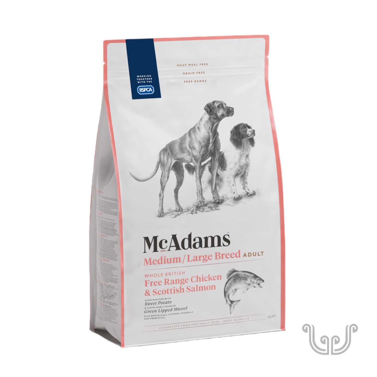 McAdams - Ethical dry dog food - Free Range Chicken & Scottish Salmon - For Medium & Large Breeds