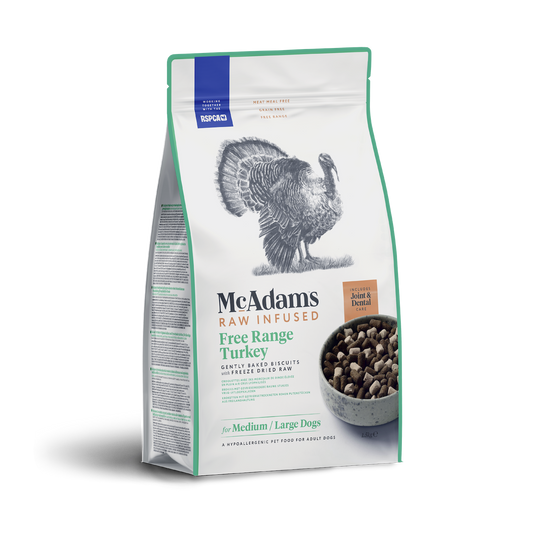 Raw Infused - Pečené krůtí granule s mrazem sušeným krůtím masem pro psy - střední a velká plemena