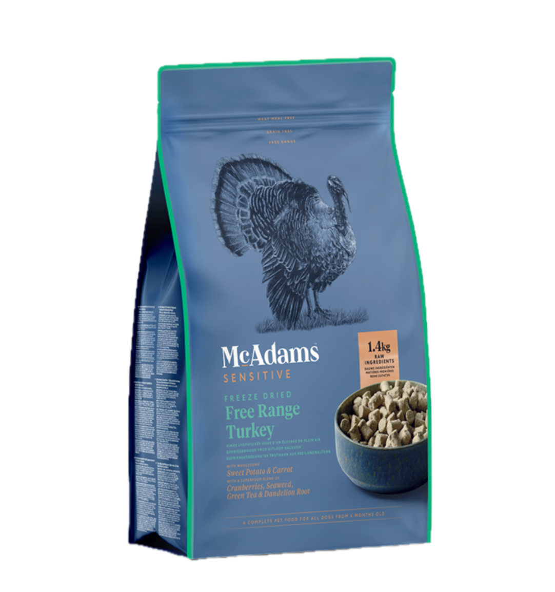 McAdams Mrazem sušené kompletní krmivo pro psy - Krůtí z volného chovu - přes 86% masa